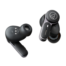 Front - ATH-TWX7 hybrid noise-canceling earbuds with deep bass - Ash Black