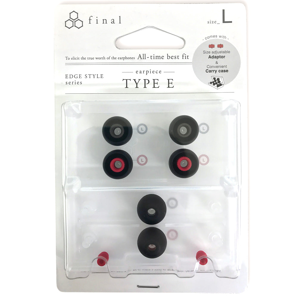 Final Audio Black+Black/Red Silicon Type E Tips kit with Case and Nozzle Adapter